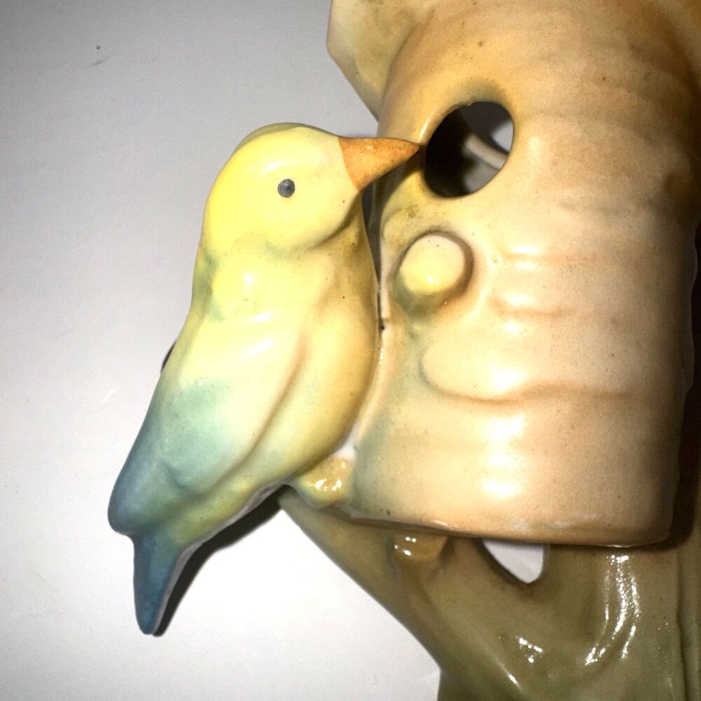 3 trio 1930’s Bird Theme Czechoslovakia Wall Pocket Vase Colorful Czech Ceramic - Picture 5 of 10